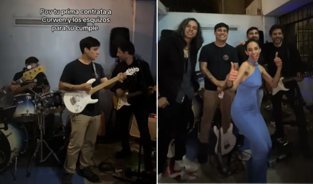 Peruana contrata a Curwen y su banda para celebrar su cumpleaños y video se vuelve viral: "Lo dieron todo". Foto: composición LR/CapturaTikTokDianaVidal3.