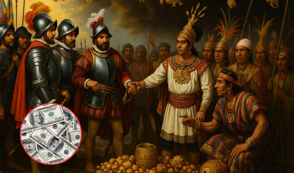 Atahualpa terminó asesinado pese a querer dar oro y plata para su liberación. Foto: composición LR/ChatGPT/Pinterest