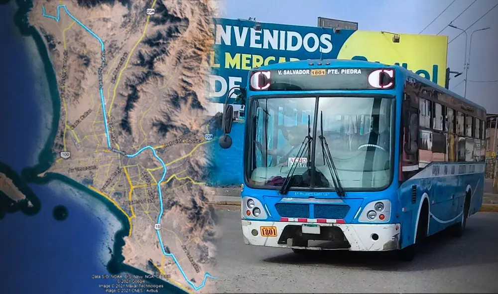 Este es el bus de transporte público con la ruta más larga de Lima: recorre 14 distritos desde Villa María del Triunfo hasta Puente Piedra en 5 horas. Foto: composición LR/Venebuses/Googlemaps.
