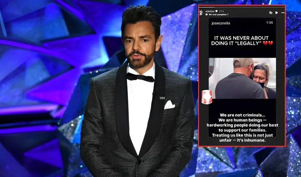 Eugenio Derbez en manifestación contra redadas a inmigrantes en Los Ángeles.