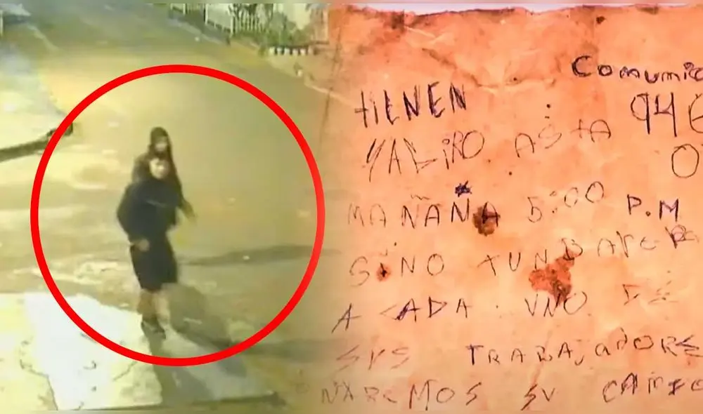 Los movimientos de los extorsionadores fueron grabados por las cámaras de seguridad. A uno de ellos se le ve el rostro. Foto: composición LR/LatinaTV