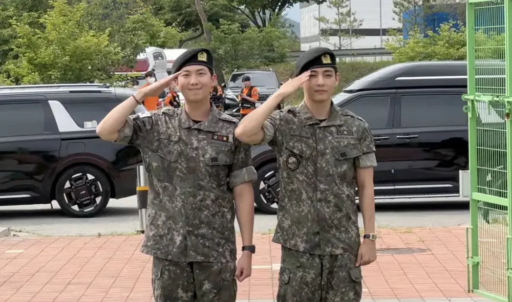 RM y V de BTS salieron del servicio militar en Corea del Sur y desató la locura en redes. Foto: Dispatch