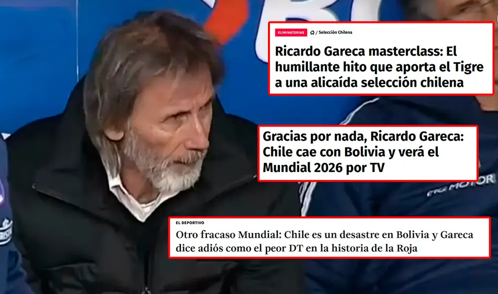 Ricardo Gareca dejaría de ser DT de Chile tras este fracaso. Foto: composición de LR/captura de Movistar Deportes/RedGol