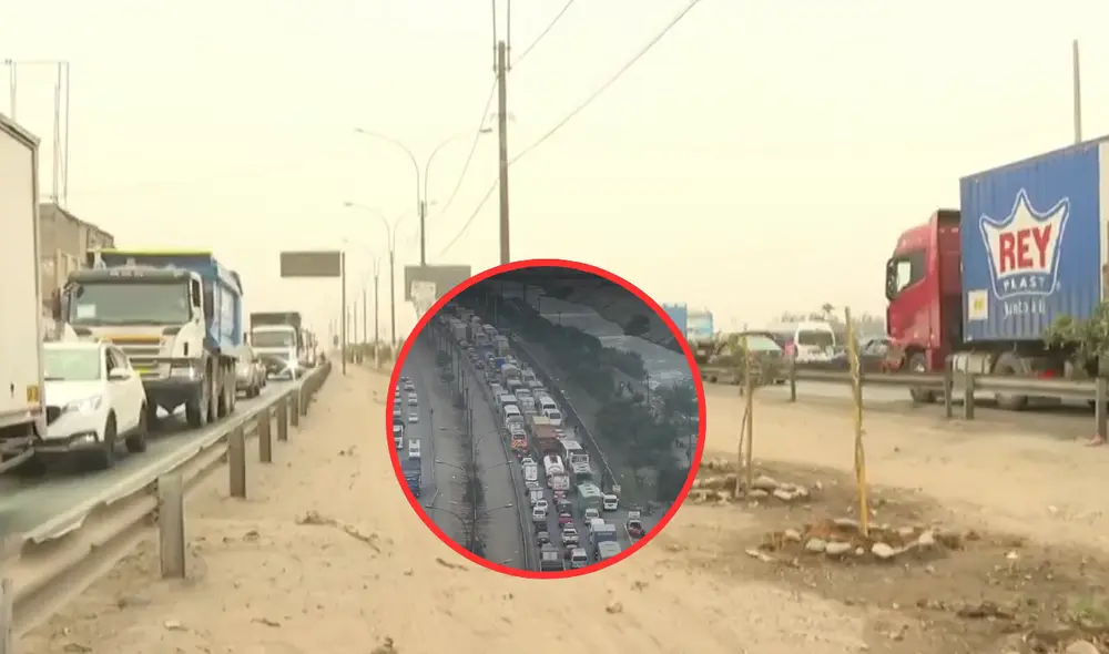 Tráfico vehicular en Ramiro Prialé. Foto: composición LR / captura América Noticias Tráfico vehicular en Ramiro Prialé. Foto: composición LR / captura América Noticias