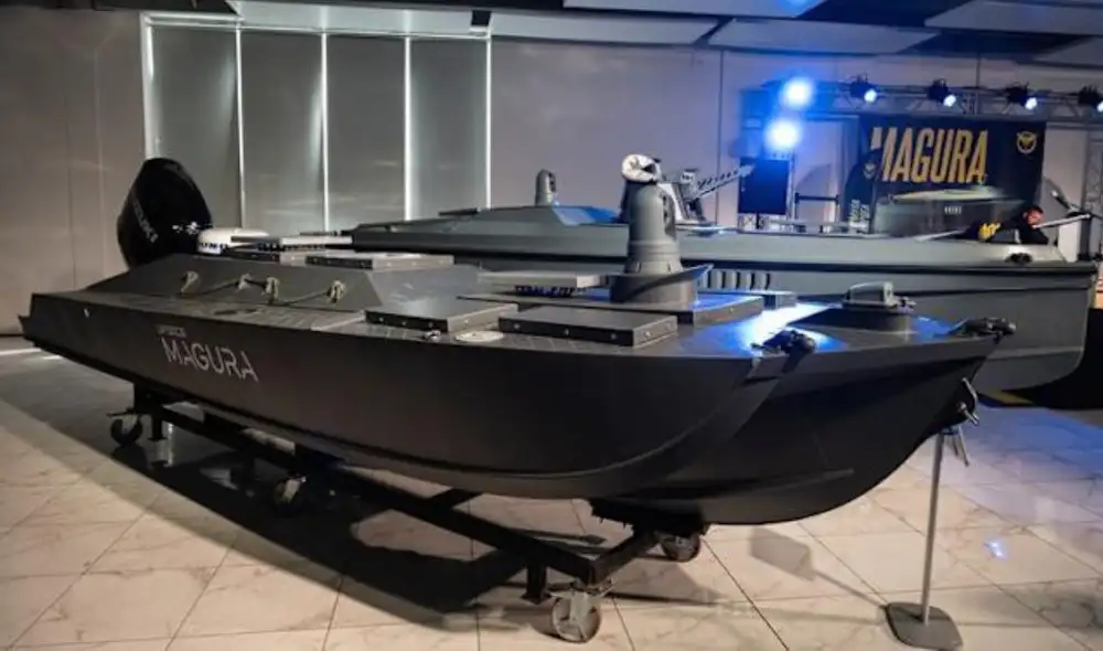 Dron naval Magura V7 ucraniano capaz de lanzar misiles y operar días en el mar. Foto: Anadolu