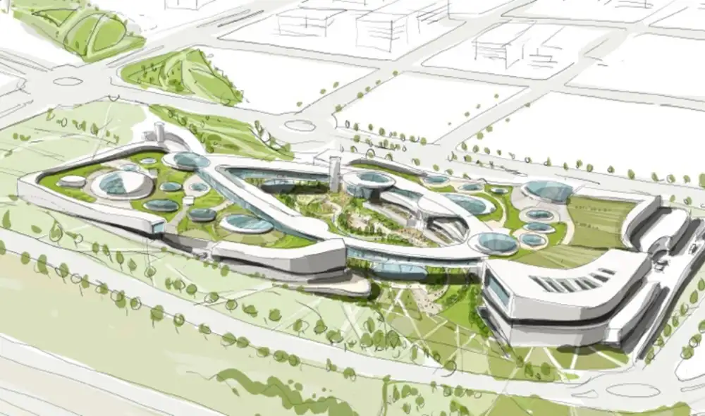 Valdebebas Shopping destacará por su diseño sostenible y espacios abiertos, ofreciendo una experiencia de consumo innovadora en España. Foto: @HilosValdebebas