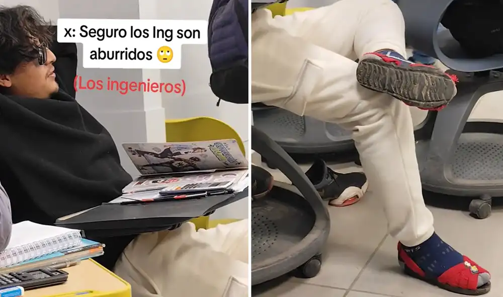 El video no solo causó furor por el calzado, sino por la actitud relajada y divertida del estudiante. Foto: composición LR/ TikTok