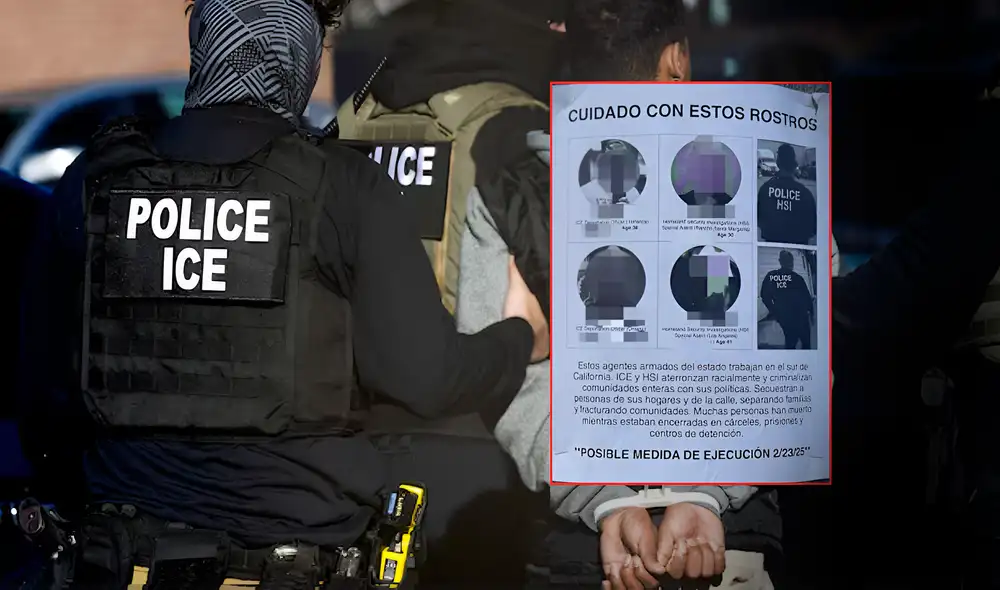 Afiche en el que se expone los rostros e información de agentes de ICE.