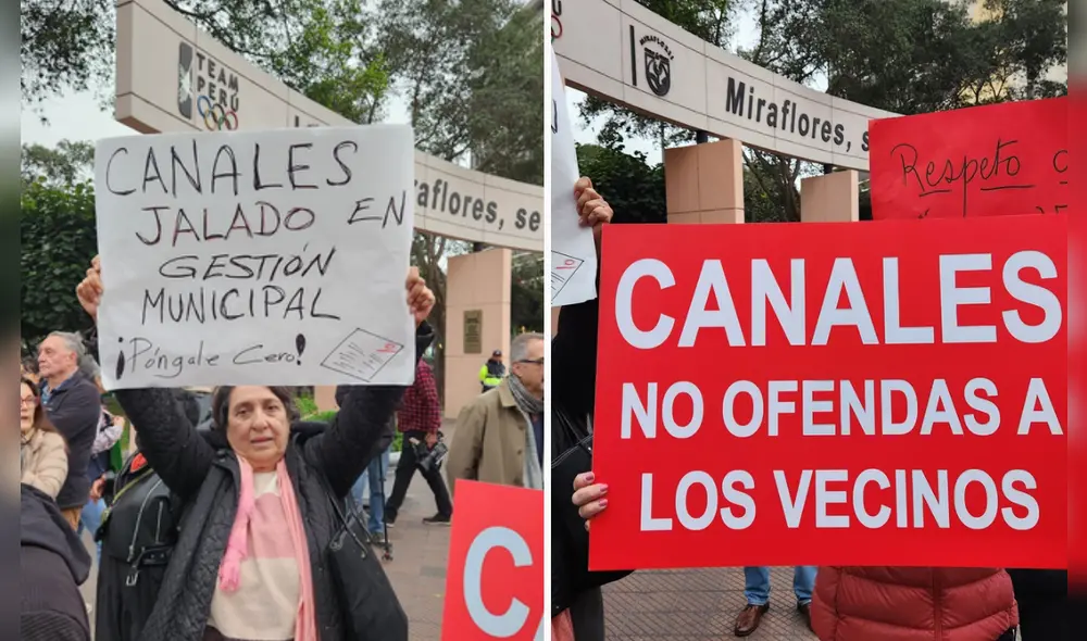 Miraflores: vecinos protestas contra alcalde Carlos Canales. Foto: X. Miraflores: vecinos protestas contra alcalde Carlos Canales. Foto: X.