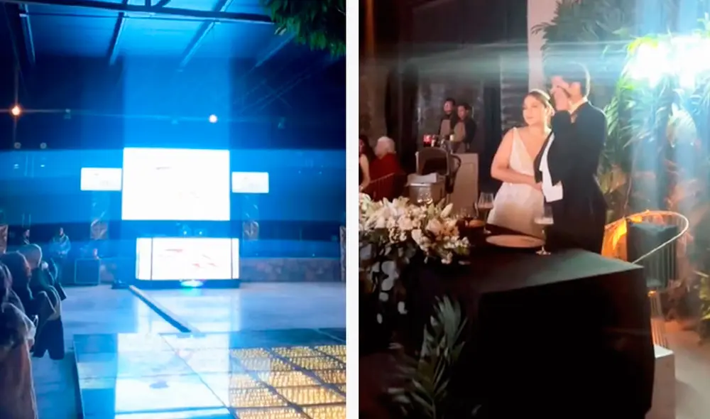 El joven no resistió la emoción y empezó a llorar al escuchar la voz de su papá en una grabación en su boda. Foto: composición LR/ TikTok/ @sugey.trejo.fotografia