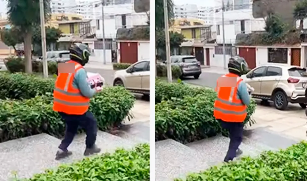 El repartidor se asustó con el sismo de 6,1 y salió corriendo en lugar de entregar el pedido por el Día del Padre. Foto: composición LR/ TikTok / @imagenesperu