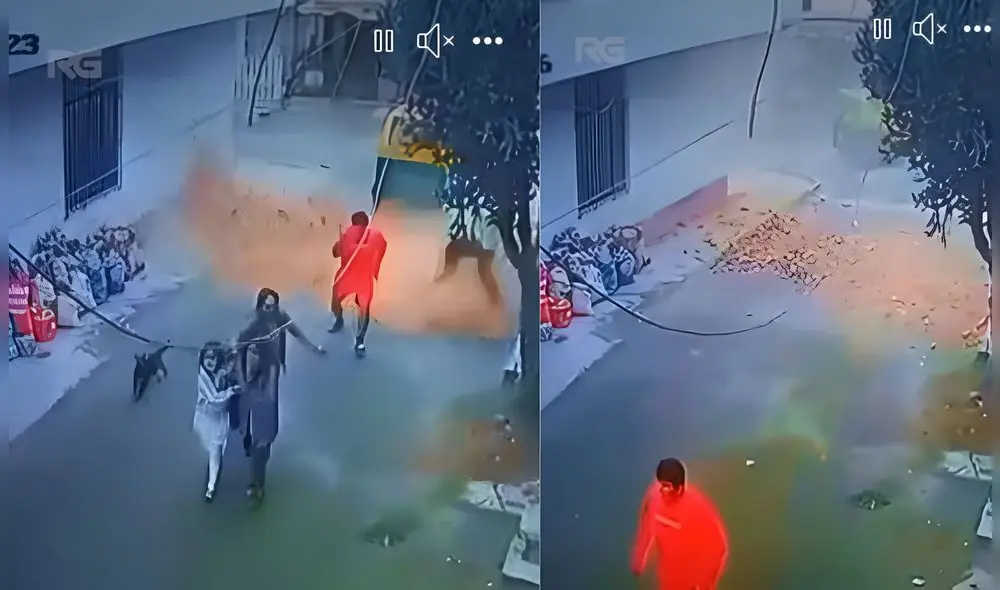 Pared estuvo a punto de caerle en la cabeza a un hombre durante sismo de 6,1 en Lima y Callao. Foto: Captura de pantalla de Facebook de Roger García