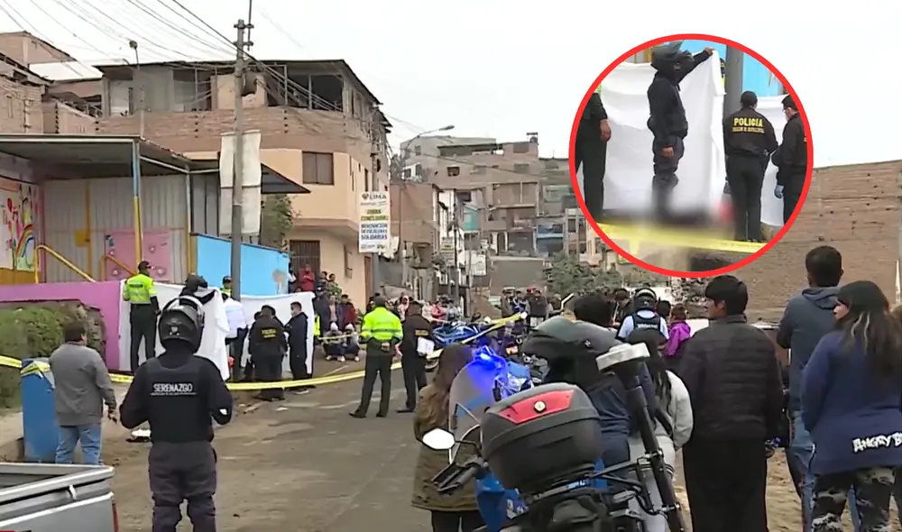 Dos sujetos son asesinados frente a colegio inicial en SJM. Foto: composición LR / captura América Noticias Dos sujetos son asesinados frente a colegio inicial en SJM. Foto: composición LR / captura América Noticias