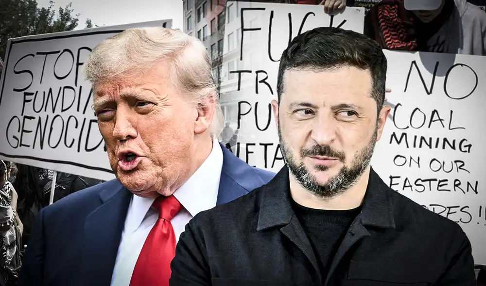 La cumbre del G7, que incluye a Donald Trump y Volodymyr Zelensky, se centra en conflictos armados y disputas comerciales. Foto: composición LR/AFP