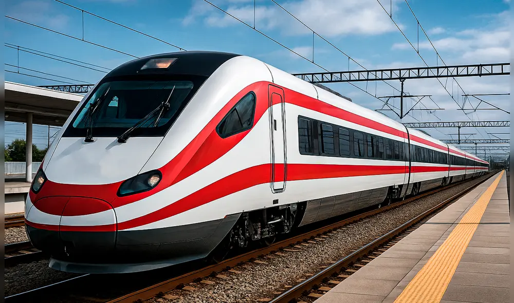 Planeado como un sistema de alta velocidad, cubrirá aproximadamente 280–323 km entre Lima e Ica, alcanzando velocidades de hasta 200 km/h. Foto: IA/La República. Planeado como un sistema de alta velocidad, cubrirá aproximadamente 280–323 km entre Lima e Ica, alcanzando velocidades de hasta 200 km/h. Foto: IA/La República.