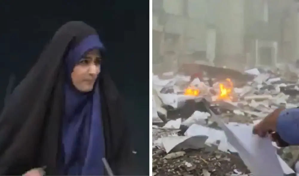 En las redes se ha viralizado un video que muestra el momento exacto del bombardeo a la televisora iraní IRIB. Foto: composición LR/@Entekhab_News