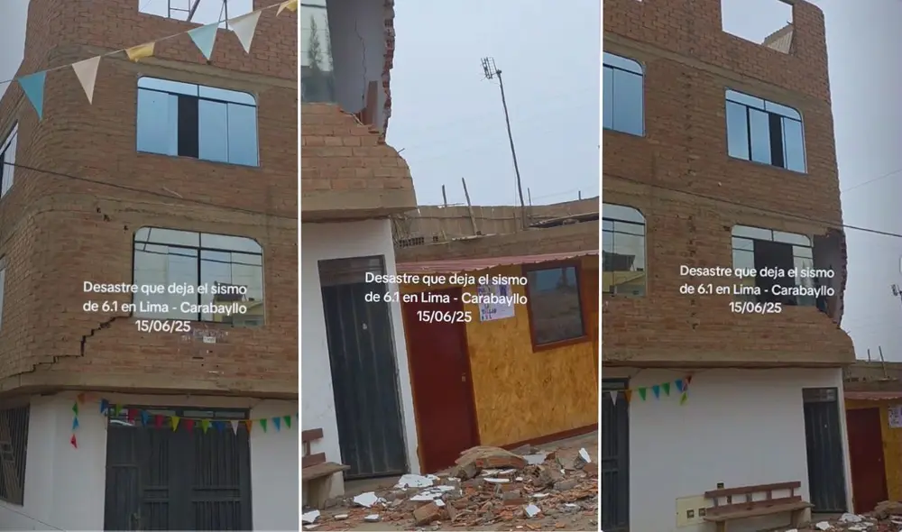 Con paredes caídas y segundo piso quebrado: así quedó una casa de Carabayllo tras el sismo de 6.1 en Lima y Callao. Foto: composición LR/Tiktokfideldeldelgado.