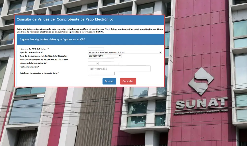 Consulta en Sunat si un recibo por honorarios mantiene su vigencia o no.
