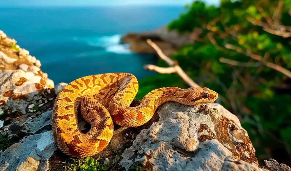 La Isla de las Cobras alberga miles de serpientes venenosas incluyendo a una de las más letales. Foto: Animalia