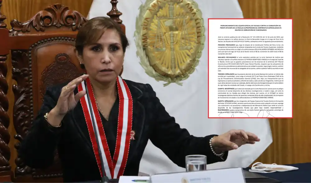 En horas de la mañana, Patricia Benavides intentó ocupar el despacho principal de la Fiscalía. Foto: composición LR