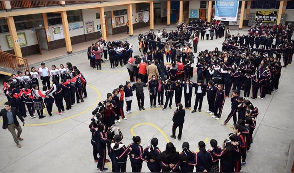 Escolares en simulacro ante eventual sismo. Foto: DRELM Escolares en simulacro ante eventual sismo. Foto: DRELM