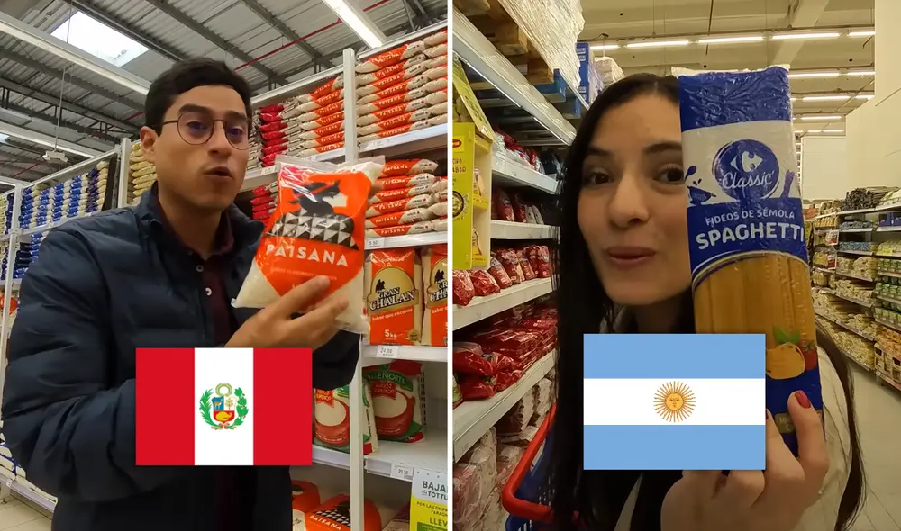 Los creadores de contenido compararon los precios del aceite, huevos, café, atún y demás productos en supermercado de Argentina y Perú.Foto: composición LR/YouTube/Desbalanceados