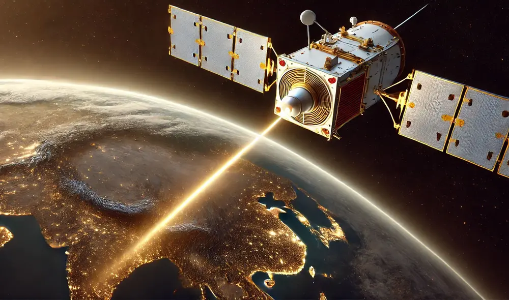 China ha logrado un avance significativo en comunicaciones espaciales al transmitir datos a 1 Gbps desde un satélite en órbita geoestacionaria a 36.705 km de la Tierra. Foto: DALL-E/IA