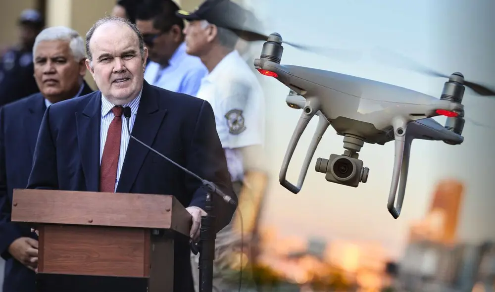 Rafael López Aliaga anuncia que drones explosivos patrullarán Lima Metropolitana para detectar delitos: "Como es en Arabia". Foto: composición LR/Andina/Seguridadexpo.