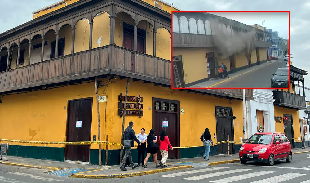 Balcón del local estaba sostenido solo por dos palos.