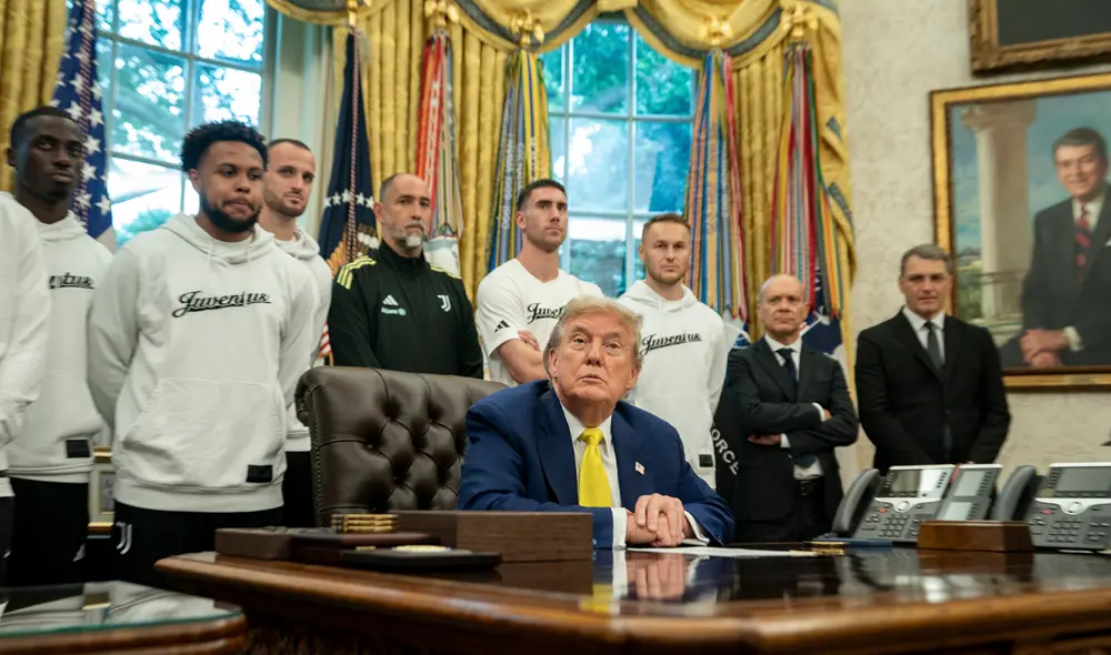Trump recibió a los jugadores de la Juventus en la Casa Blanca, ubicada en Washington.