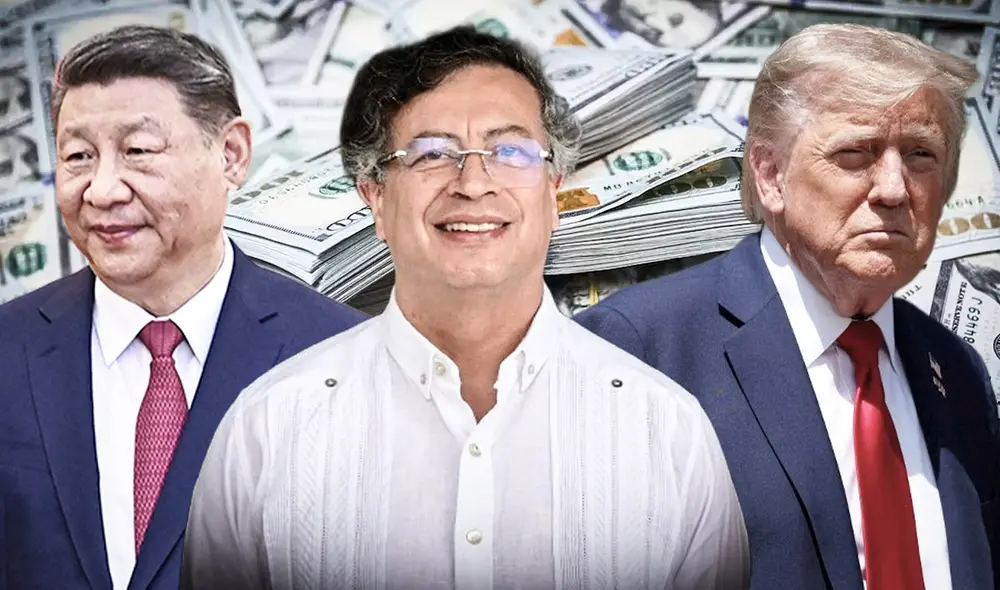 En un contexto de distanciamiento con Trump, el gobierno de Petro refuerza lazos con China y Xi Jinping al unirse al banco BRICS. Foto: composición LR/AFP