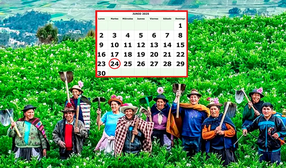 El martes 24 de junio se celebran tres fechas: el Día del Campesino, el Inti Raymi y el Día de San Juan. El martes 24 de junio se celebran tres fechas: el Día del Campesino, el Inti Raymi y el Día de San Juan.
