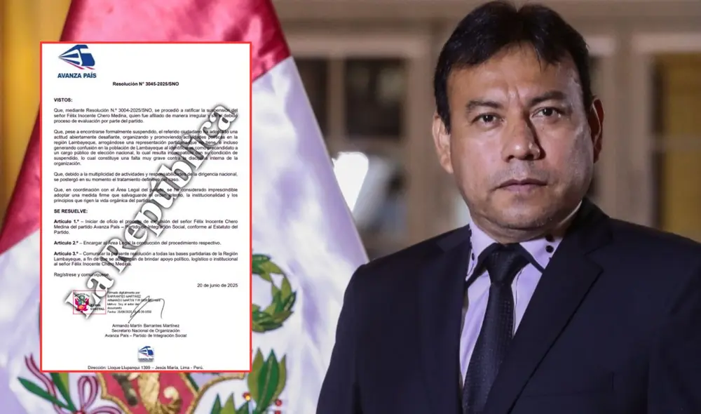 Chero podría enfrentar una expulsión definitiva de Avanza País | Composición: LR. Chero podría enfrentar una expulsión definitiva de Avanza País | Composición: LR.