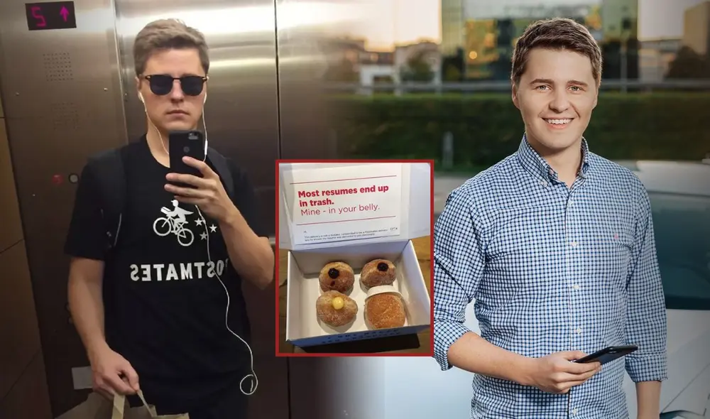Joven sin empleo se disfrazó de delivery y dejó su CV en cajas de donas, que repartió en 40 empresas: logró 10 entrevistas. Foto: composición LR/Lukas Yla. Joven sin empleo se disfrazó de delivery y dejó su CV en cajas de donas, que repartió en 40 empresas: logró 10 entrevistas. Foto: composición LR/Lukas Yla.