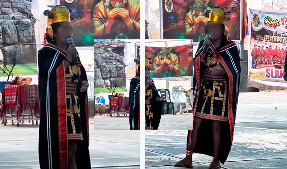 La escolar sorprendió por su dominio del quechua en plena actuación del Inti Raymi. Foto: composición LR/ TikTok/ @orbitatvnoticias