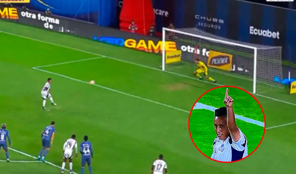 Christian Cueva anotó su primer gol con Emelec en su segundo partido. Foto: captura de Zapping Ecuador