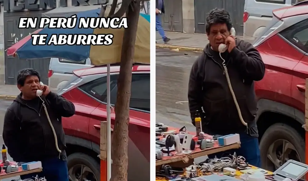 El hombre compró un auricular vintage y lo usaba como audífono para hablar tranquilamente en la calle. Foto: composición LR/ TikTok / @wilder.0210