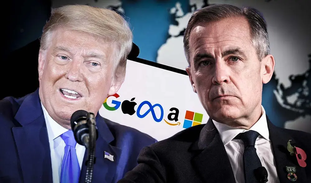 Mientras Trump asegura que tomará represalias contra Canadá, el primer ministro Mark Carney asegura que buscará un consenso. Foto: composición LR/AFP Mientras Trump asegura que tomará represalias contra Canadá, el primer ministro Mark Carney asegura que buscará un consenso. Foto: composición LR/AFP