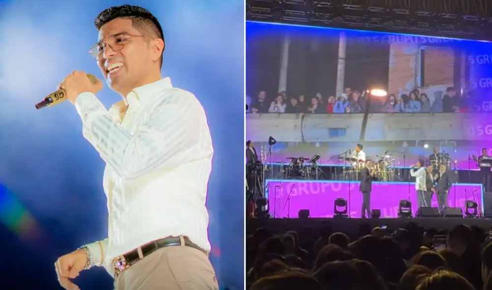 Christian Yaipén saludó a fanáticos que disfrutaban el concierto del Grupo 5 desde la azotea de una casa. Foto: composición LR/TikTok/@yalupatty