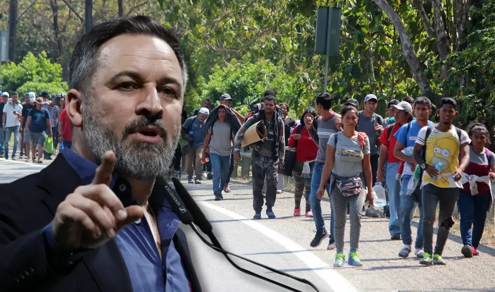 Santiago Abascal critica al bipartidismo por facilitar regularizaciones, fomentando así la narrativa del "gran reemplazo". Foto: composición LR/EFE