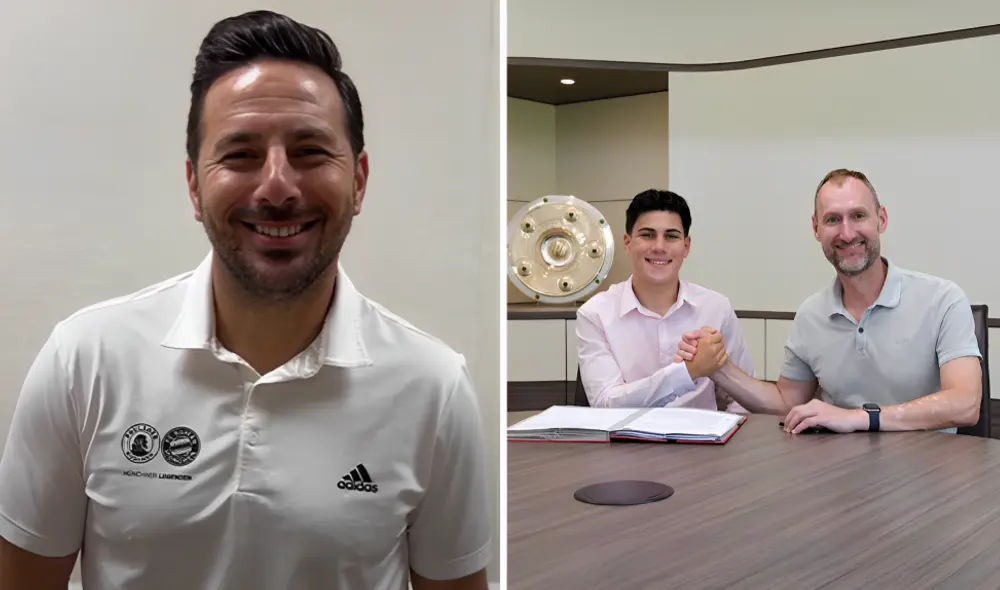 Con total satisfacción, Claudio Pizarro anunció la renovación del joven futbolista peruano con el Bayern Múnich. Foto: composición LR/Bayern Múnich Con total satisfacción, Claudio Pizarro anunció la renovación del joven futbolista peruano con el Bayern Múnich. Foto: composición LR/Bayern Múnich
