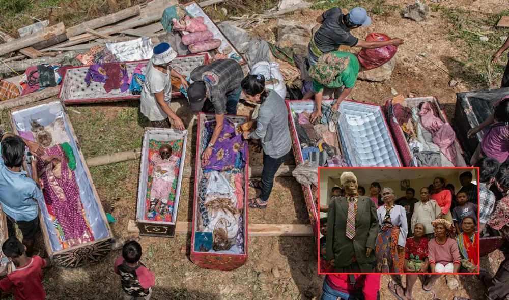 Este peculiar ritual se transmite de generación en generación, lo que significa que los habitantes de la comunidad mantienen vivos a sus seres queridos fallecidos. Foto: composición LR/Steemit/Telefé Noticias