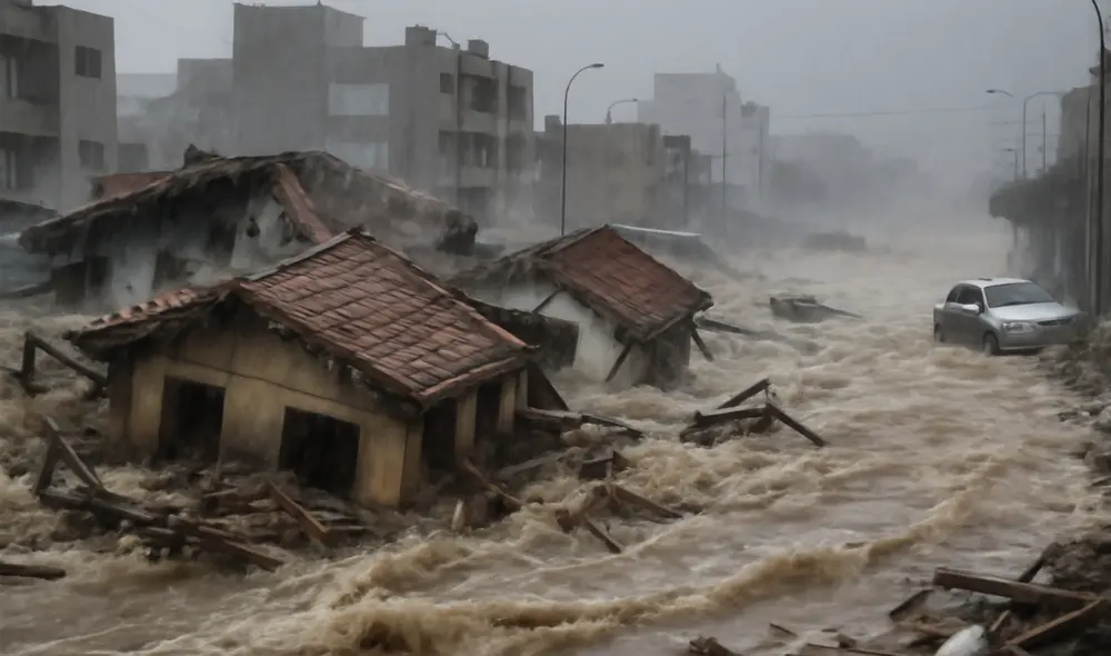El diluvio del 15 de enero de 1970 en Lima afectó a diversas viviendas de la capital y dejó cientos de damnificados. Foto: ChatGPT