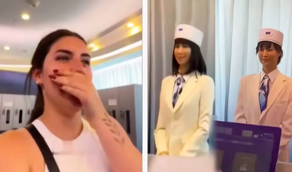 La joven argentina no podia creer que no había personal humano en el hotel. Foto: composición LR/ TikTok / @ac2ality