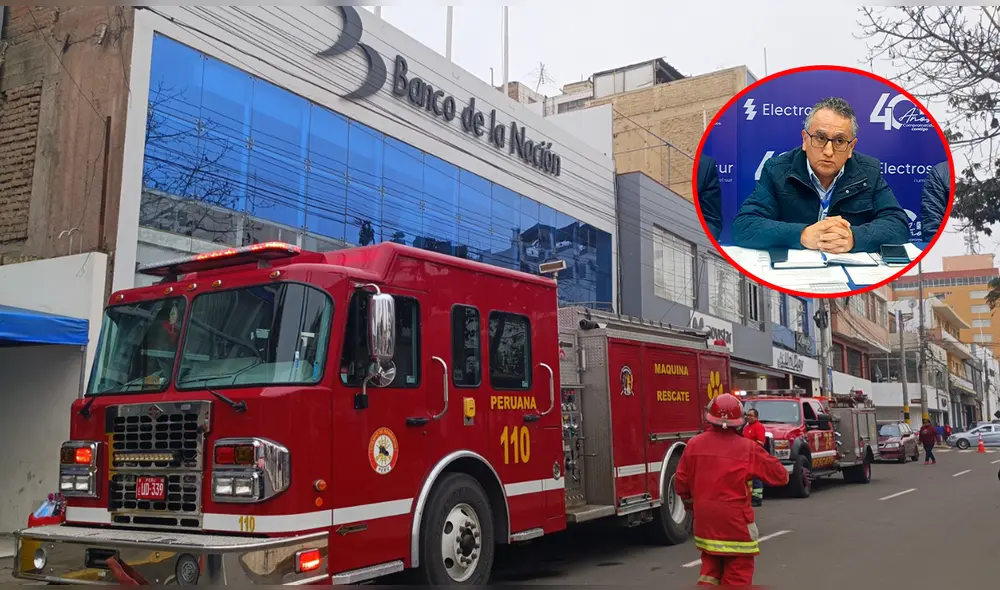 Electrosur Tacna desmintió que una falla en la distribución de energía eléctrica haya causado el incendio en el Banco de la Nación. Foto: Composición LR /Liz Ferrer, La República