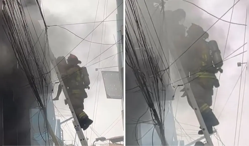 Rescatan a niña de incendio en el tercer piso en el Callao. Rescatan a niña de incendio en el tercer piso en el Callao.