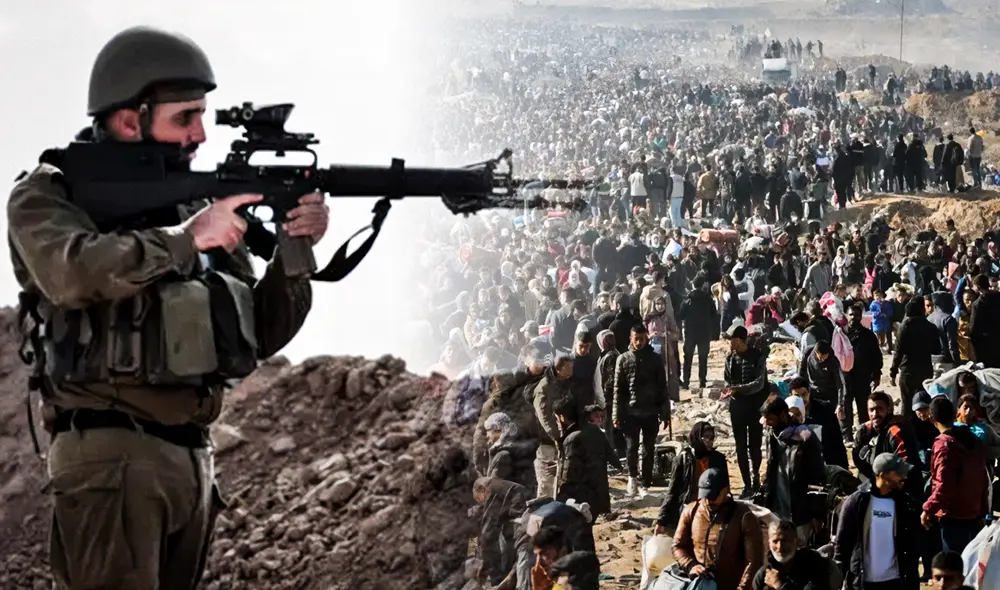 El periódico Haarez consiguió testimonios de soldados que confesaron recibir órdenes para disparar contra gazatíes cerca a centros de comida. Foto: composición LR / AFP El periódico Haarez consiguió testimonios de soldados que confesaron recibir órdenes para disparar contra gazatíes cerca a centros de comida. Foto: composición LR / AFP