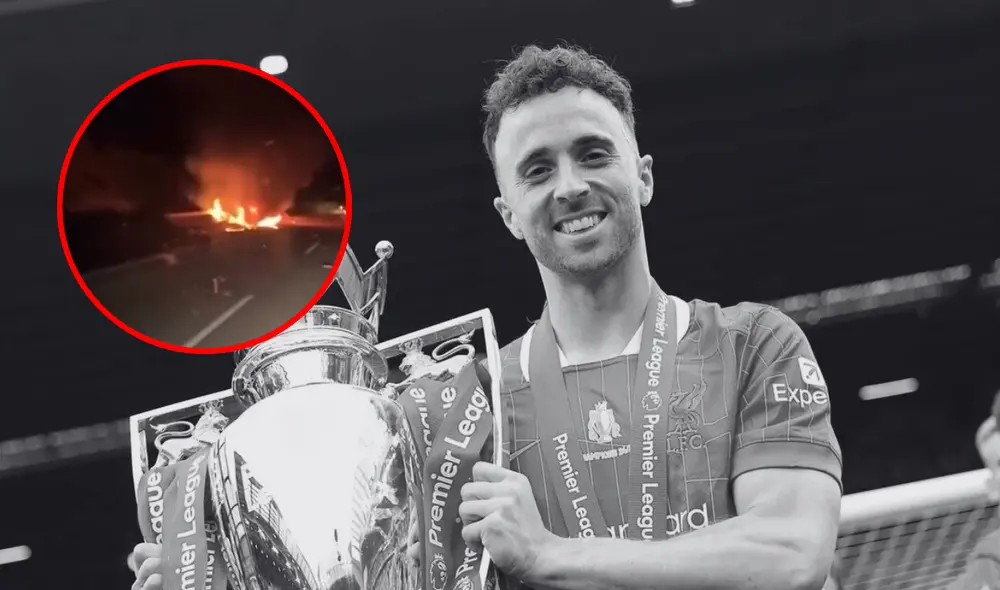 Video capta el estado en el que quedó el auto de Diogo Jota tras el accidente automovilístico.