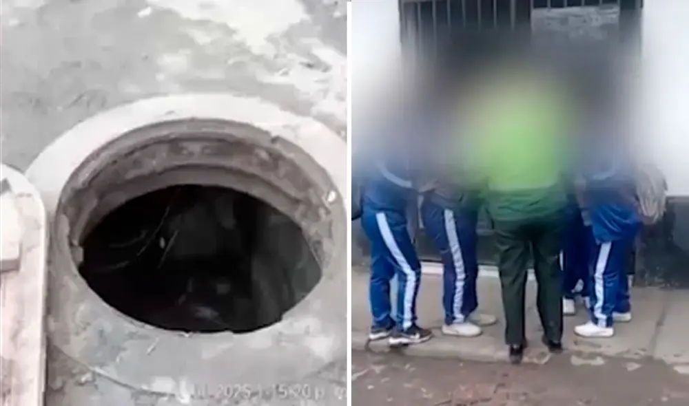 La Policía Nacional y vecinos ayudaron a la menor de 13 años que había caído al buzón sin tapa. Foto: Composición LR/América Noticias La Policía Nacional y vecinos ayudaron a la menor de 13 años que había caído al buzón sin tapa. Foto: Composición LR/América Noticias