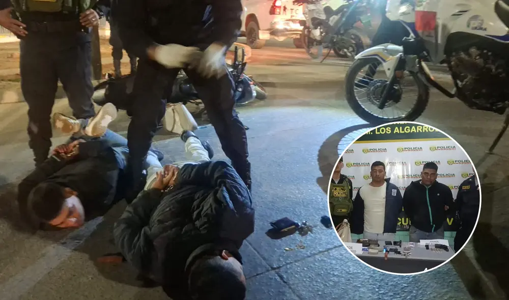 Detenidos tenían en su poder dos celulares sustraídos. Foto: PNP